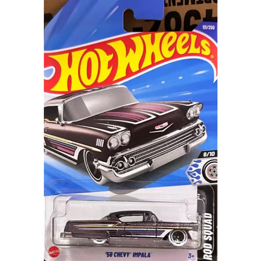 Hot Wheels ’58 Chevy Impala – Rod Squad 2025 (8/10) – 111/250 – Clássico Lowrider