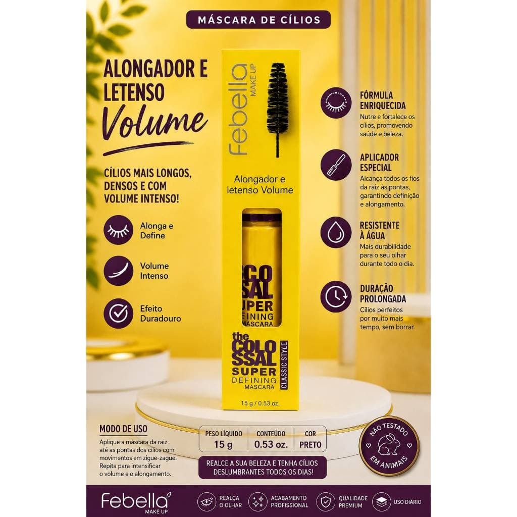 Máscara de Cílios Febella Make Up – The Colossal Super Defining Mascara Classic Style