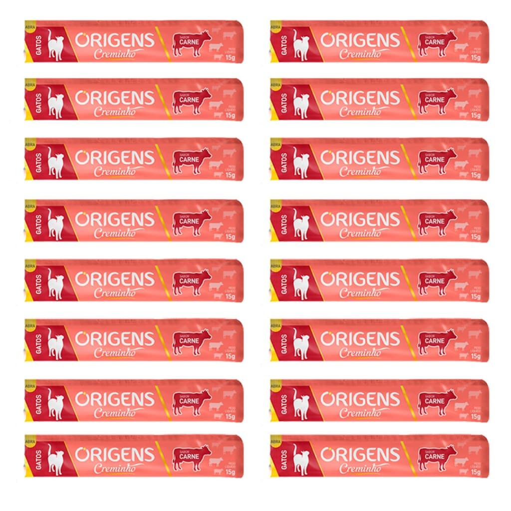 Kit 4x Petisco Origens Creminho Carne para Gatos - 60g - 16 unidades