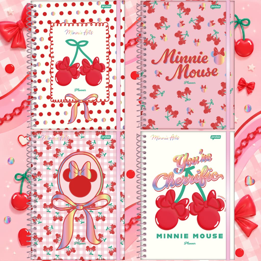 Agenda Planner College Permanente Minnie Arts 160 Pàginas 75g Tamanho 175x242mm Jandaia.