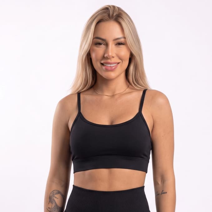 Top Alcinha Fina Academia Fitness Com Bojo Poliamida Verão Feminino alça zero Transparência