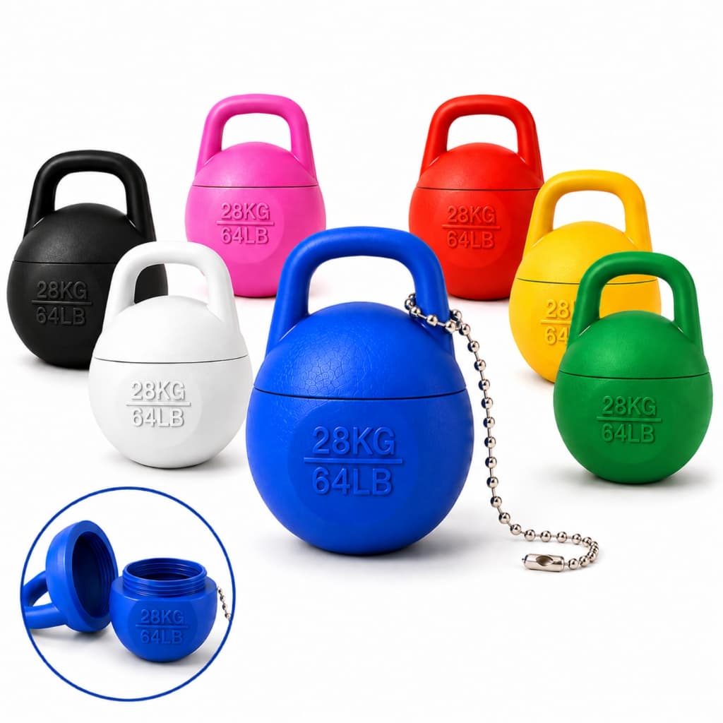 Chaveiro Mini Kettlebell Porta Suplemento rosqueável Creatina Whey Academia Porta Comprimido Comprimidos