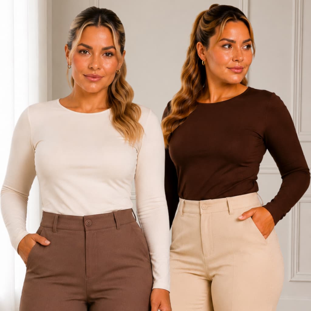 Kit 2 Blusa Manga Longa Romantic Premium Moda Feminina Em Alta