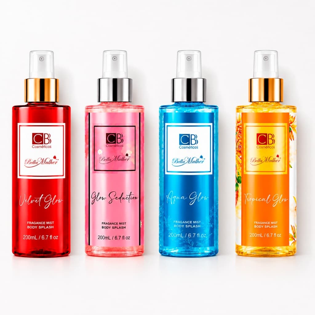 Body Splash Feminino Glow CBB Desodorante Corporal Alta Fixação Colônia 200ml Dia e Noite