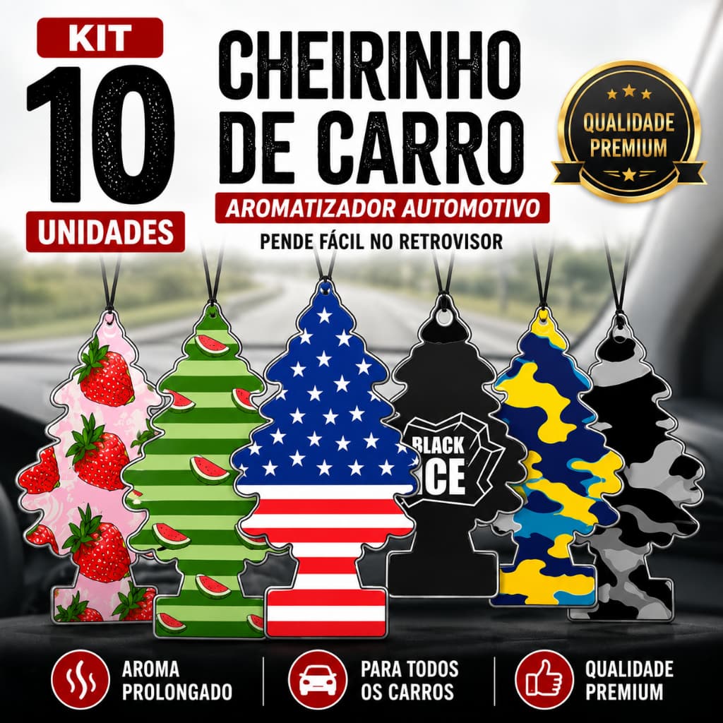 Kit 10 Cheirinho de Carro Aromatizador Automotivo Pinheirinho Perfumado Perfume para Carro Sortido