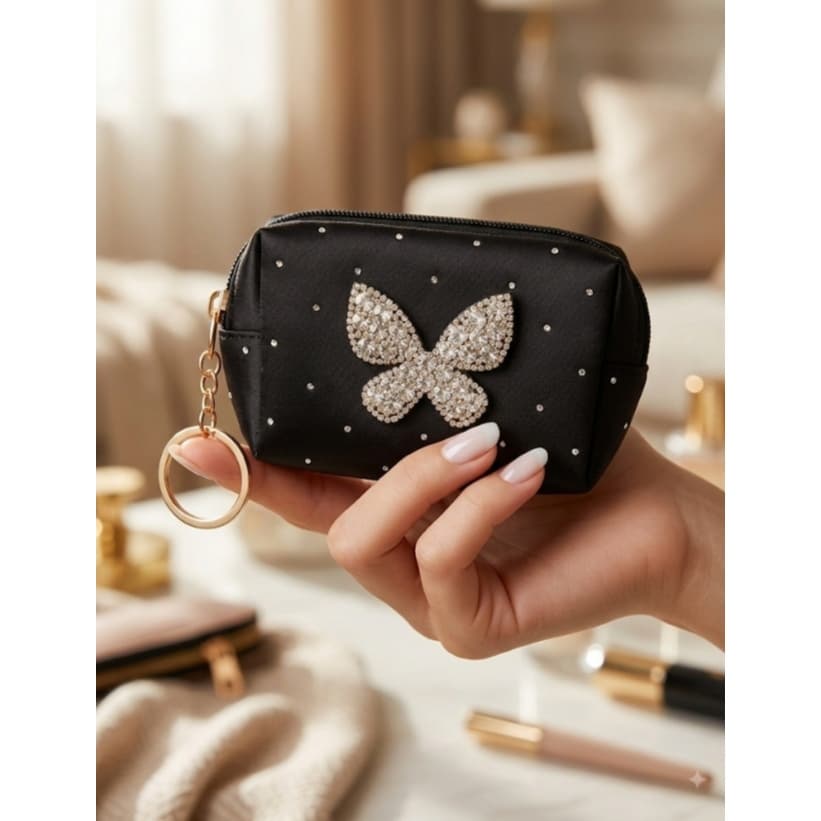 ​Porta-Moedas / Nécessaire Compacta – Borboleta com Strass
