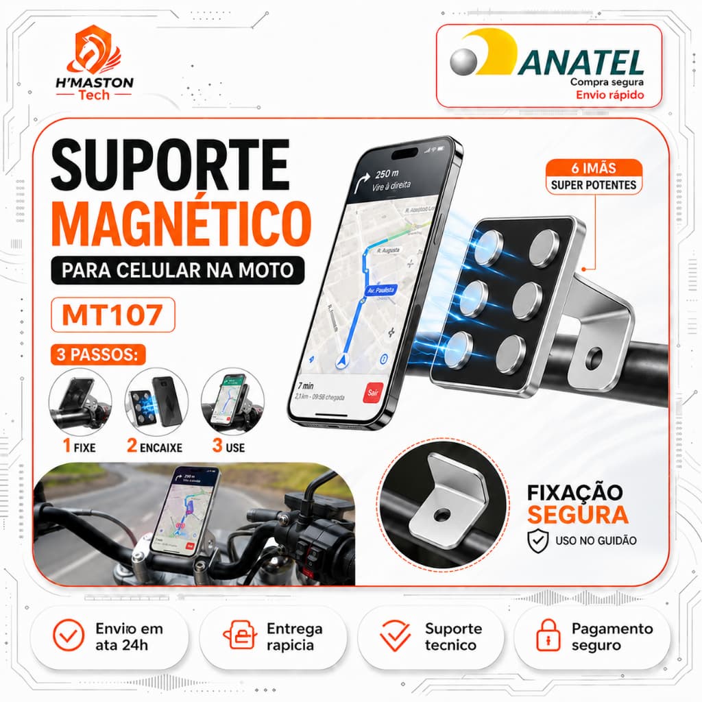 H'MASTON MT107 Suporte Celular Moto Suporte Para Celular Moto Suporte De Celular Para Moto Suporte Pra Celular Na Moto