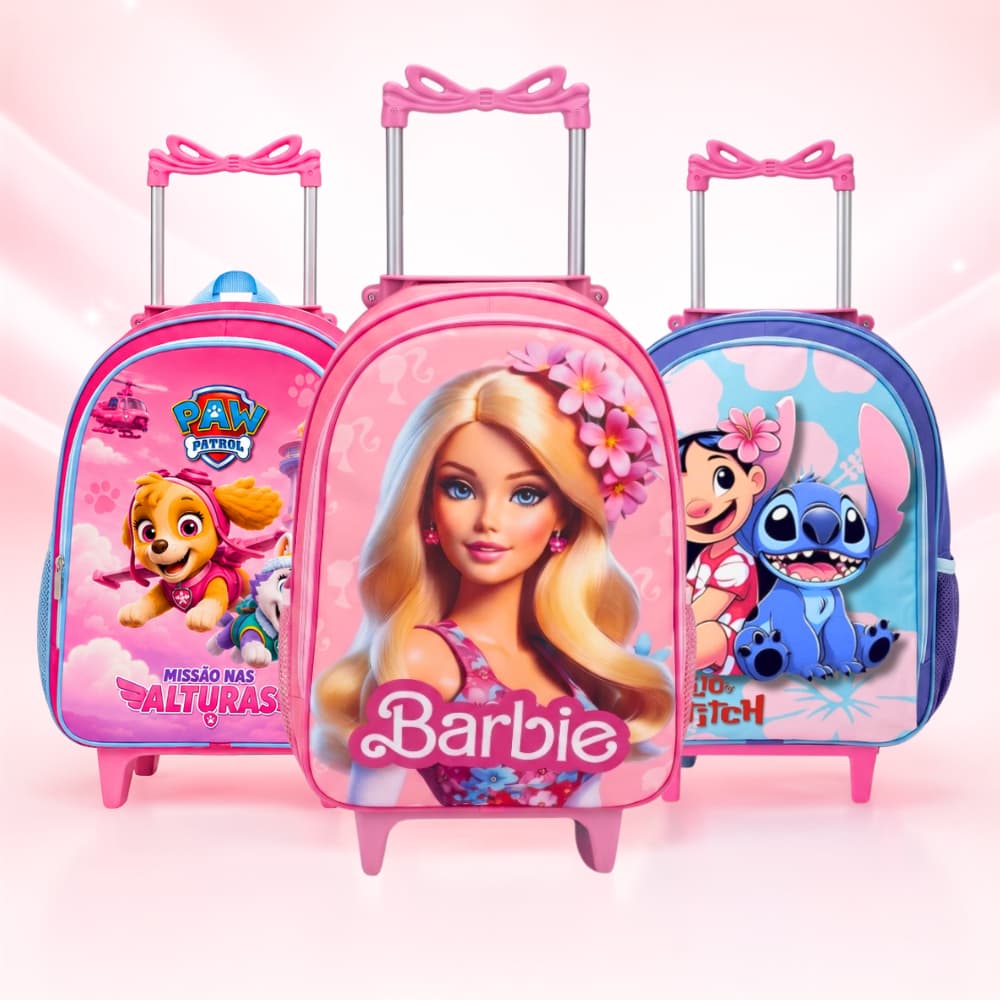 Mochila Escolar Rodinha  Infantil Feminina Juvenil Reforçada e Grande