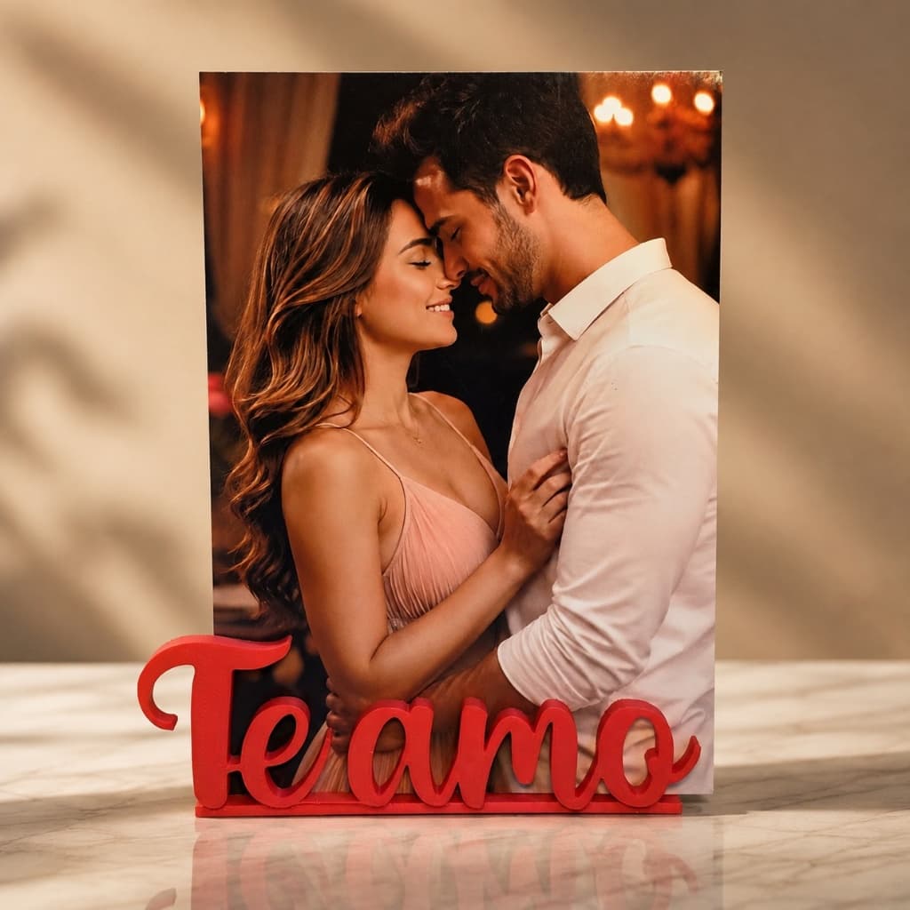 Porta Foto Te Amo Decorativo Presente Romântico para Namorado Namorada Casal Aniversário de Namoro Dia dos Namorados