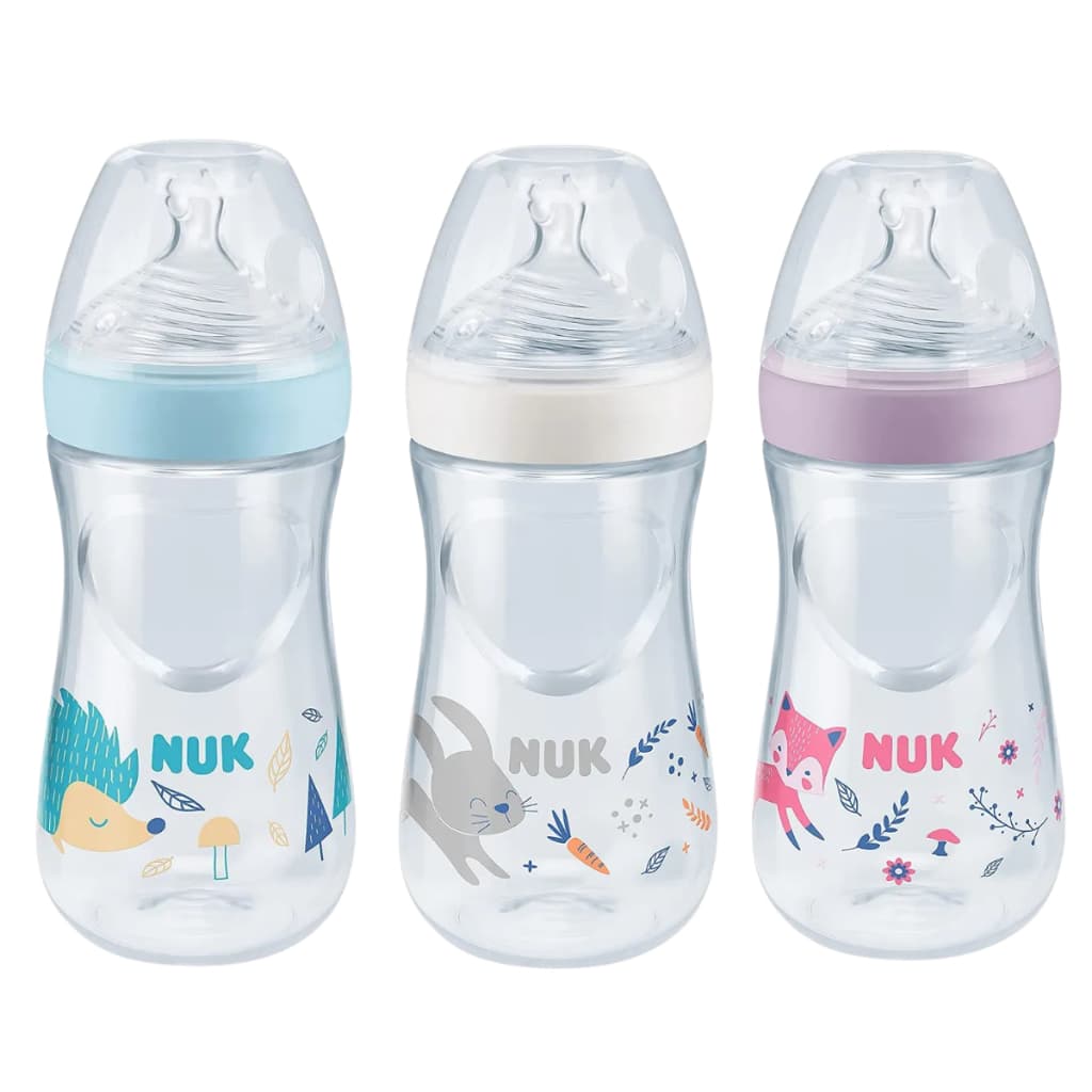 Mamadeira Smart Flow Ortodôntica Anticólica Nuk Essence 270 mL Fluxo Médio 6 Furos +6 Meses