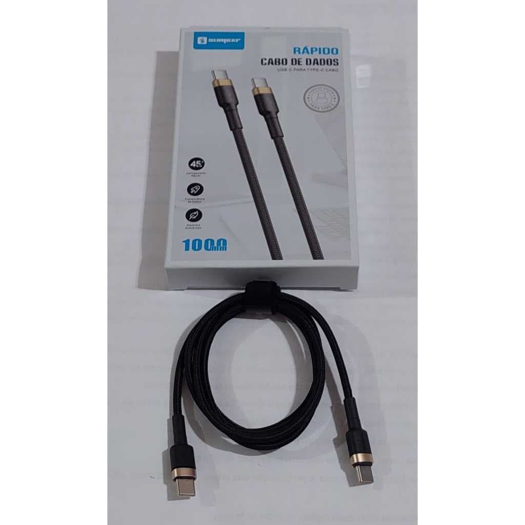 Cabo de Dados e Carga Rápida Tipo-C para Tipo-C (C/C) de 100W da Sumexr SX-B116-CC