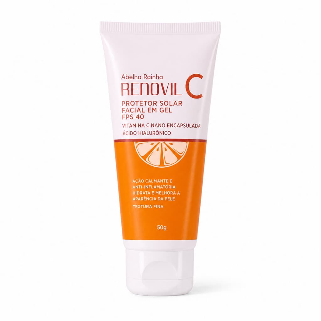 Protetor Solar FPS 40 Com  Vitamina C e E Ácido Hialurônico 50g - Ação Anti-inflamatória - Abelha Rainha