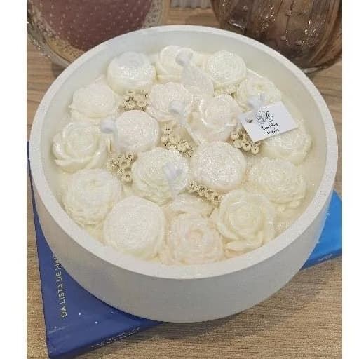 Vela aromática GRANDE 16CM 550g com flores secas / vela decorativa/ centro de mesa / vela perfumada aesthetic