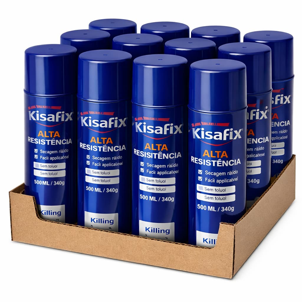 Kit Cola Líquido Kisafix Cola Spray Alta Temperatura Kit Com 12 UN
