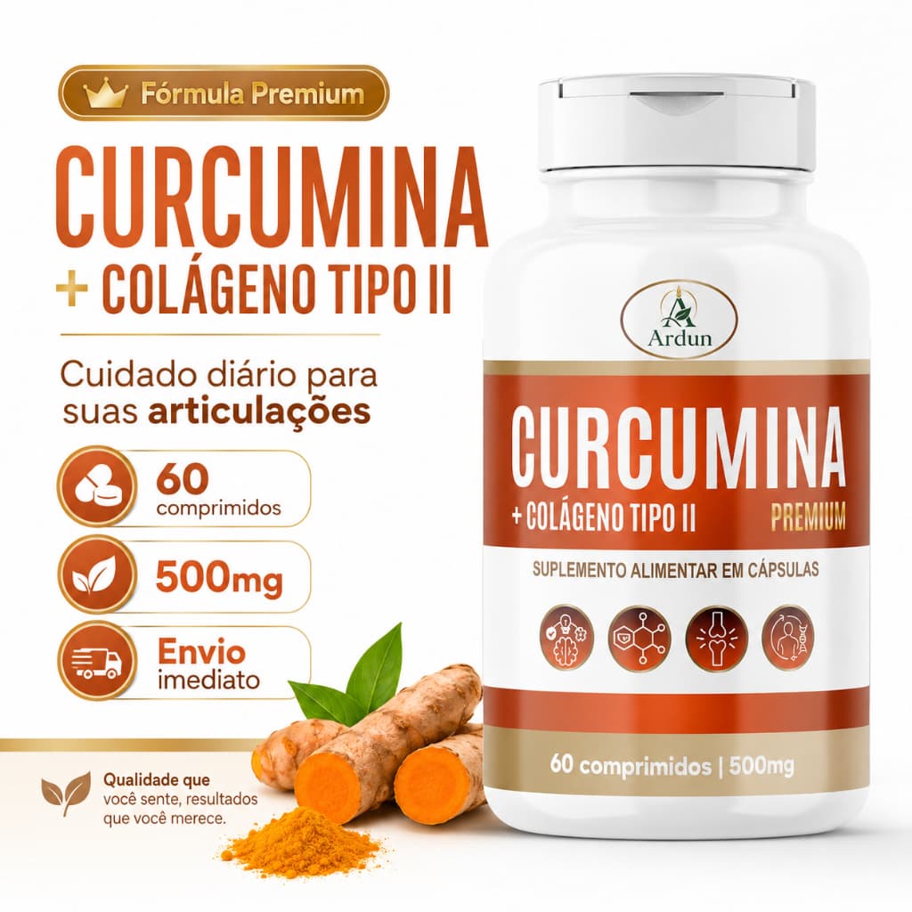 Curcumina Premium Colágeno Tipo 2 Cúrcuma 500mg 60 Comprimidos