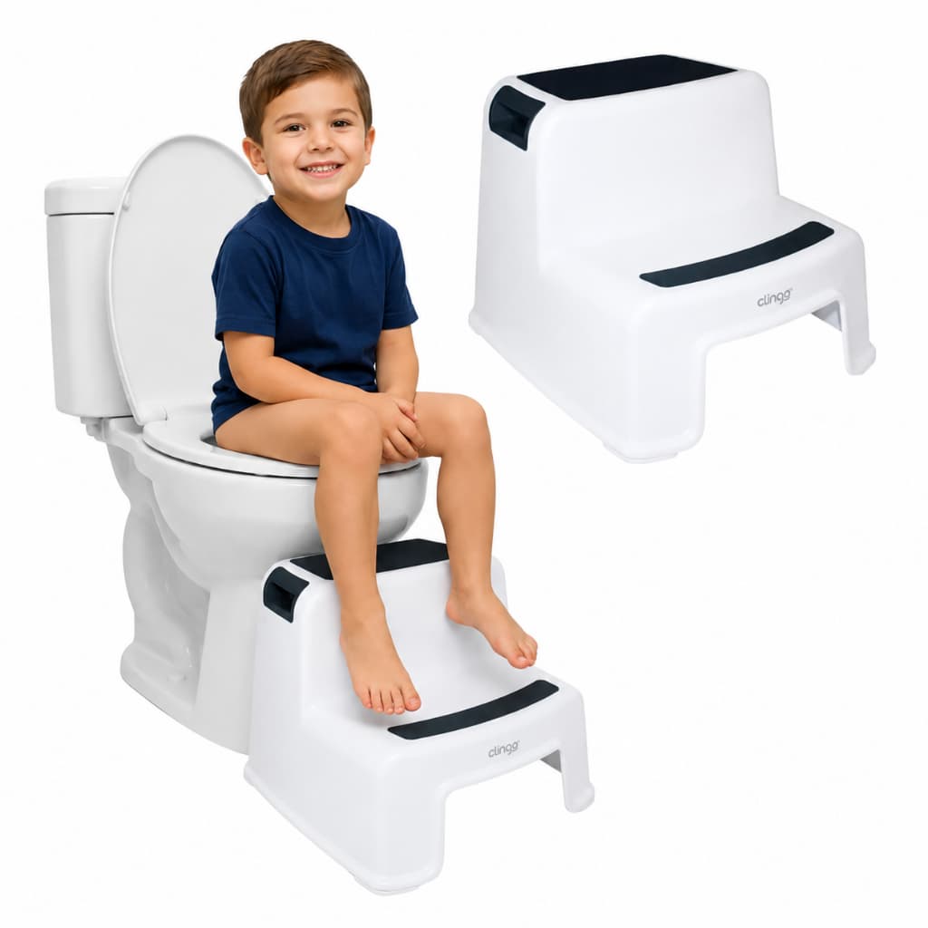 Escadinha Banquinho Infantil Antiderrapante Multiuso Banheiro Cozinha Seguro Resistente Branco Lisa