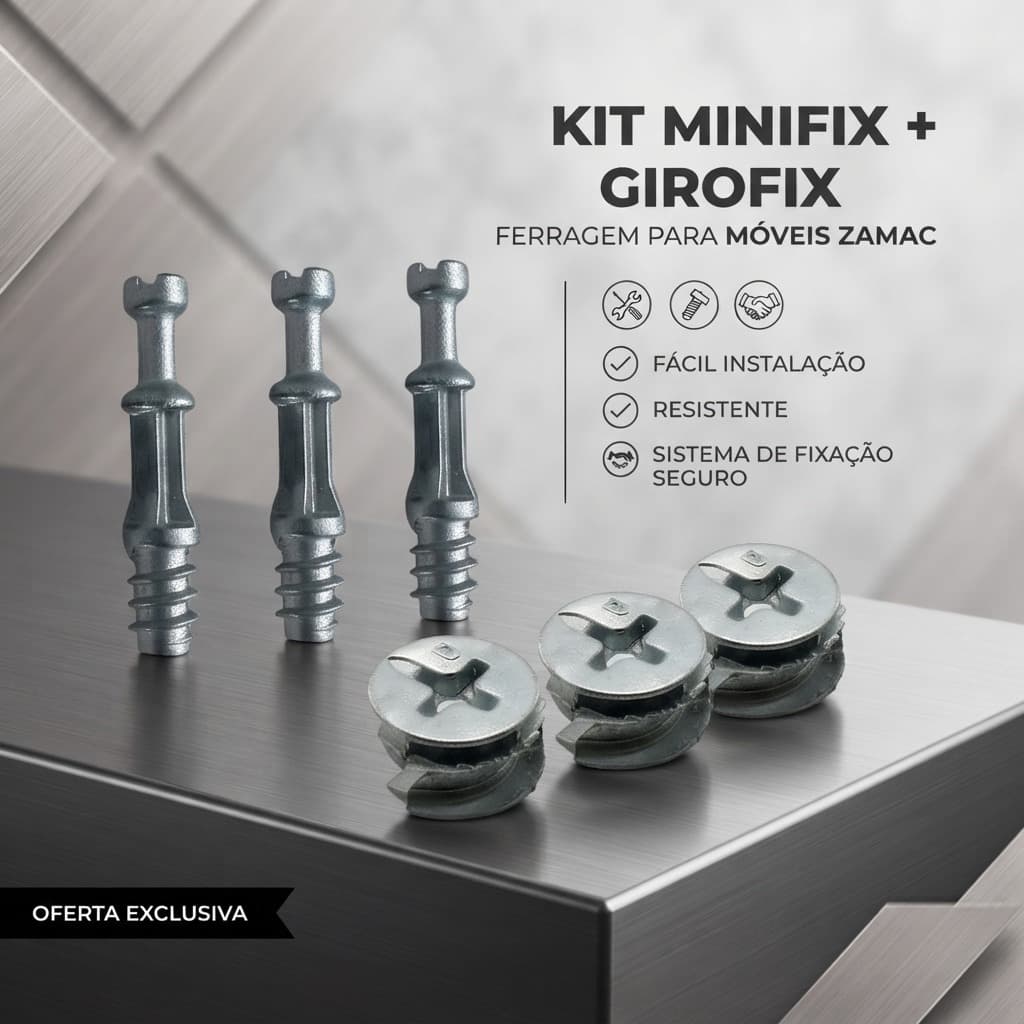 Minifix Girofix Ferragem Móveis Zamac