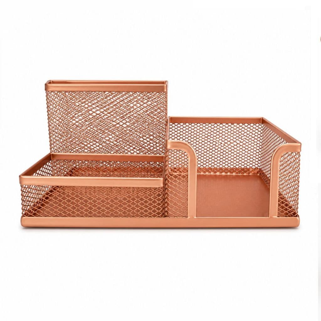 Porta Caneta Rpse Gold 3 Divisórias Organizador de Mesa Porta Clips Porta Lembrete Aramado GV Office