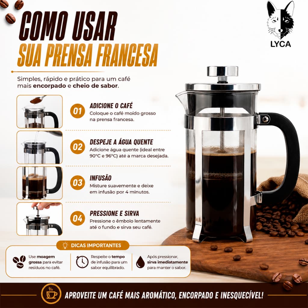 Cafeteira De Prensa Francesa Inox 350ml Cremeira Leite Café Infusor