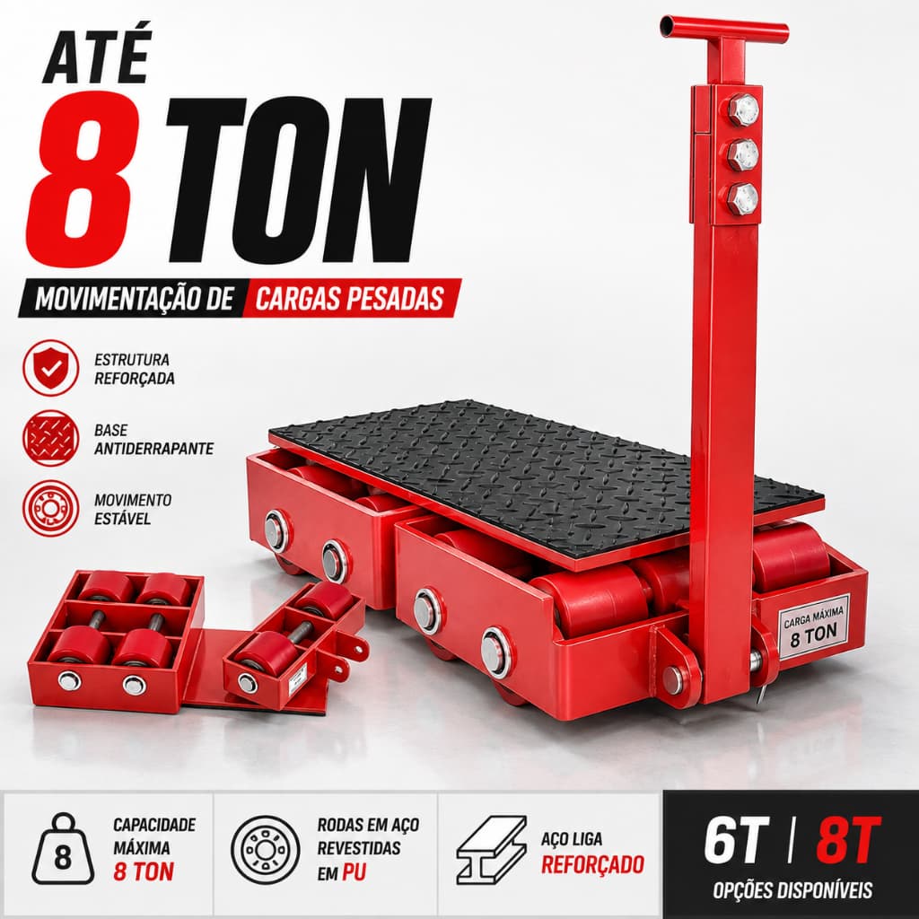 Carrinho Carga Carro Tartaruga Movimentação De Cargas 8/6 Ton