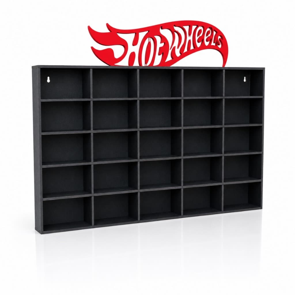 Expositor para Carrinhos Hot Wheels Prateleira Coleção Miniaturas Organizador Mdf Preto