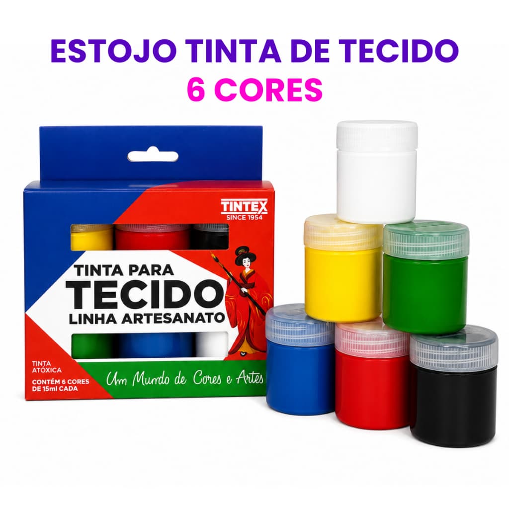 Estojo Tinta para Tecido Fosca - TINTEX | 6 cores 15ml cada