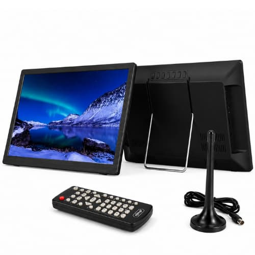 Monitor TV Digital Portátil 14.1" LCD Antena Controle HDMI USB Bateria Recarregável Bivolt