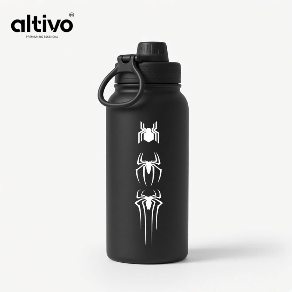 Garrafa Térmica Homen-Aranha Marvel Spiderman Personalização 600ML com Tampa e Alça em Aço Inoxidável