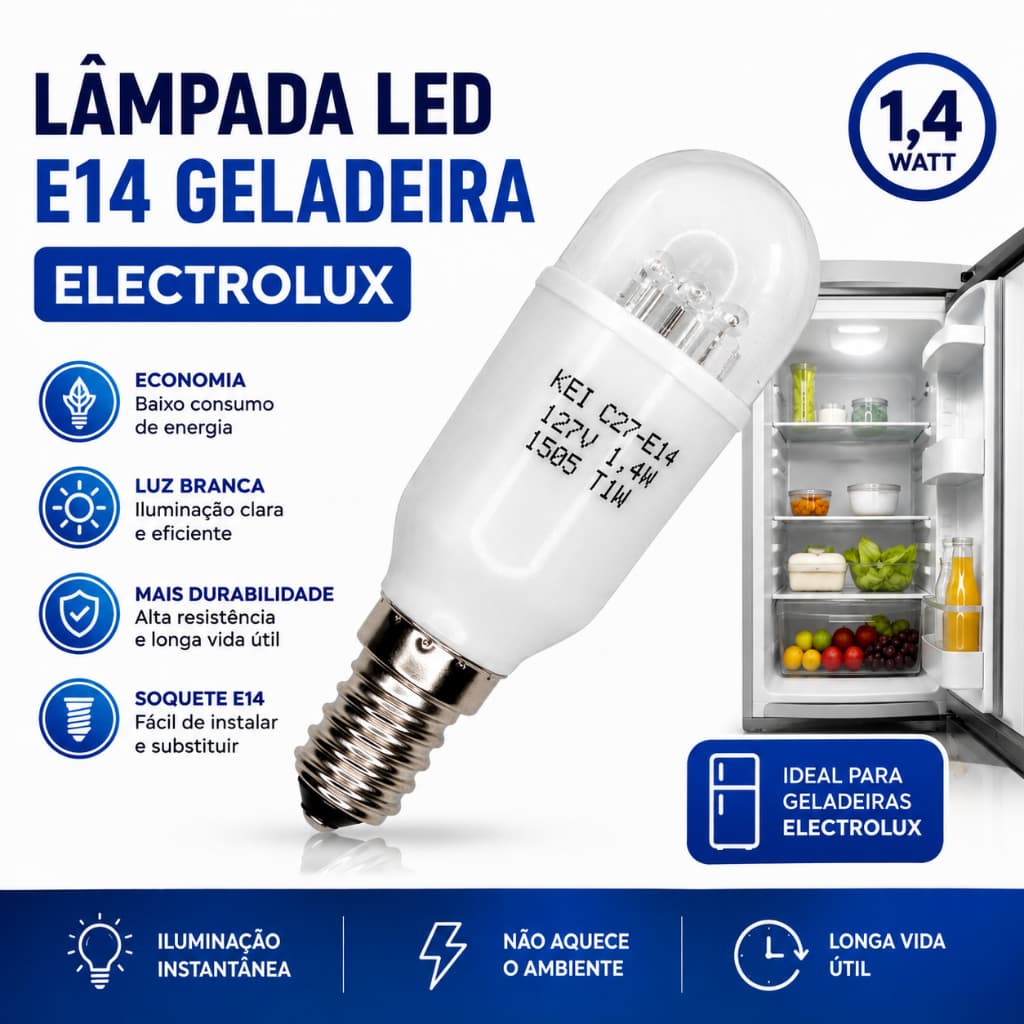 Lâmpada Led E14 Geladeira Electrolux 1,4watt - 127v