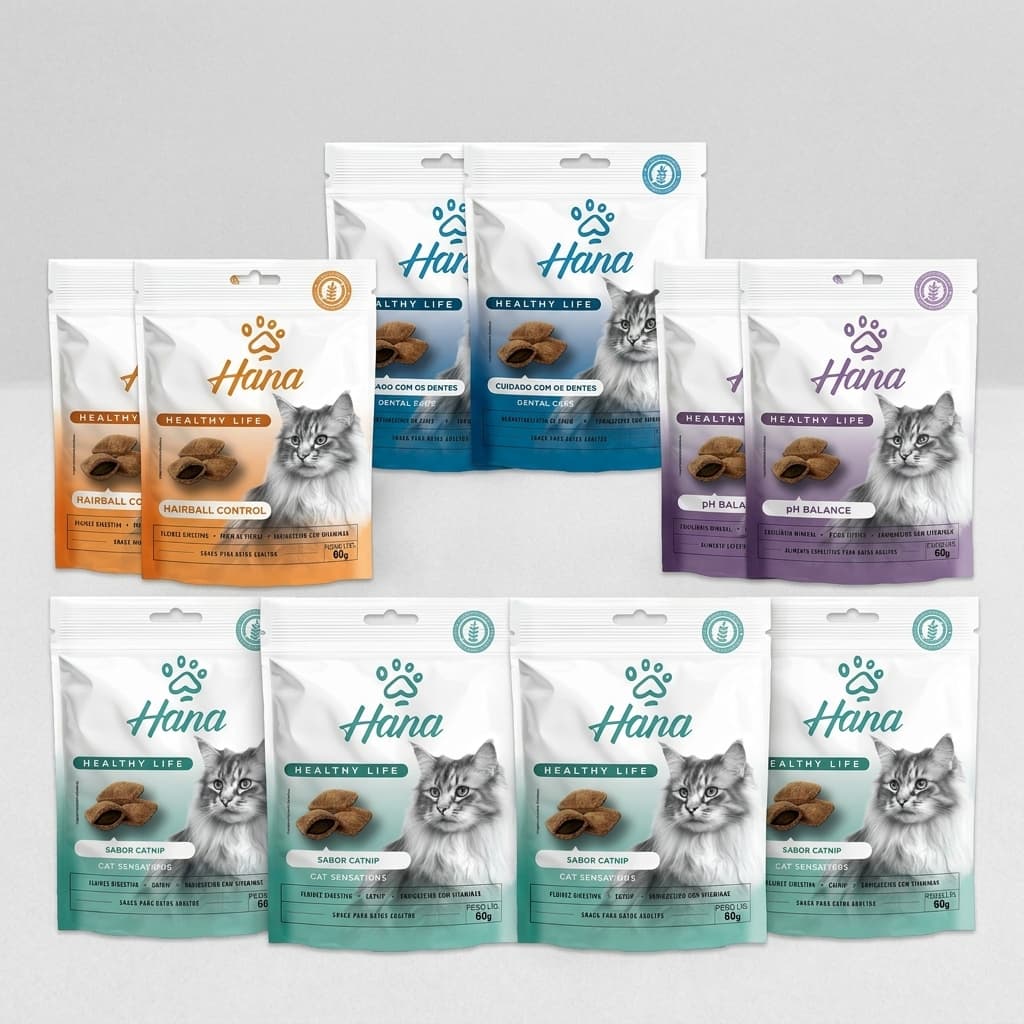 Kit Petisco Gato Hana Erva Gato Catnip Saúde Dental Bola de Pelo Equilíbrio do PH 60g