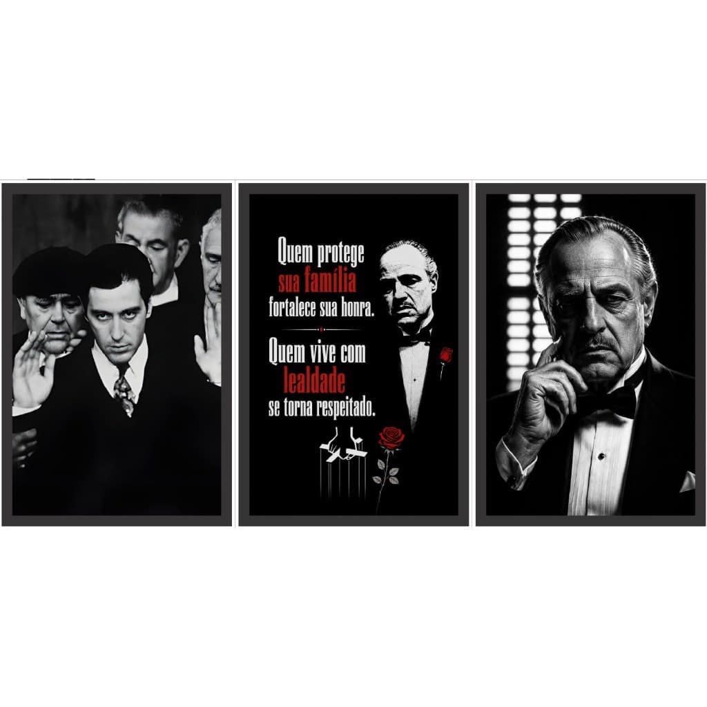 Kit 3 quadros decorativos poderoso chefão scarface arte unica qualidade 4k frete gratis