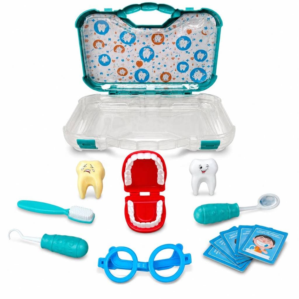 Maleta Kit Dentista Infantil Paki Toys com Acessórios Brinquedo de Faz de Conta +3 Anos