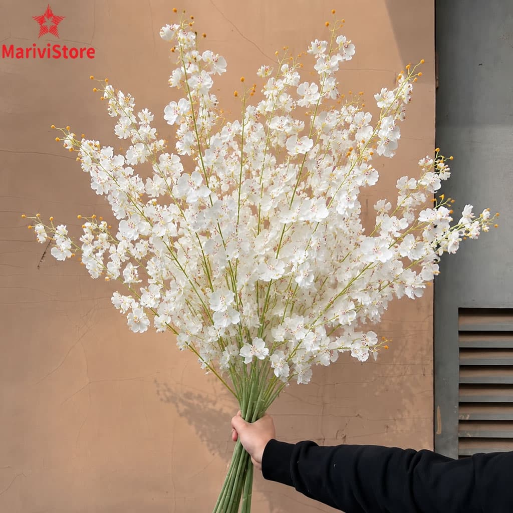 97CM 10 Unidades 450 Flores Hastes De Orquídea Branca