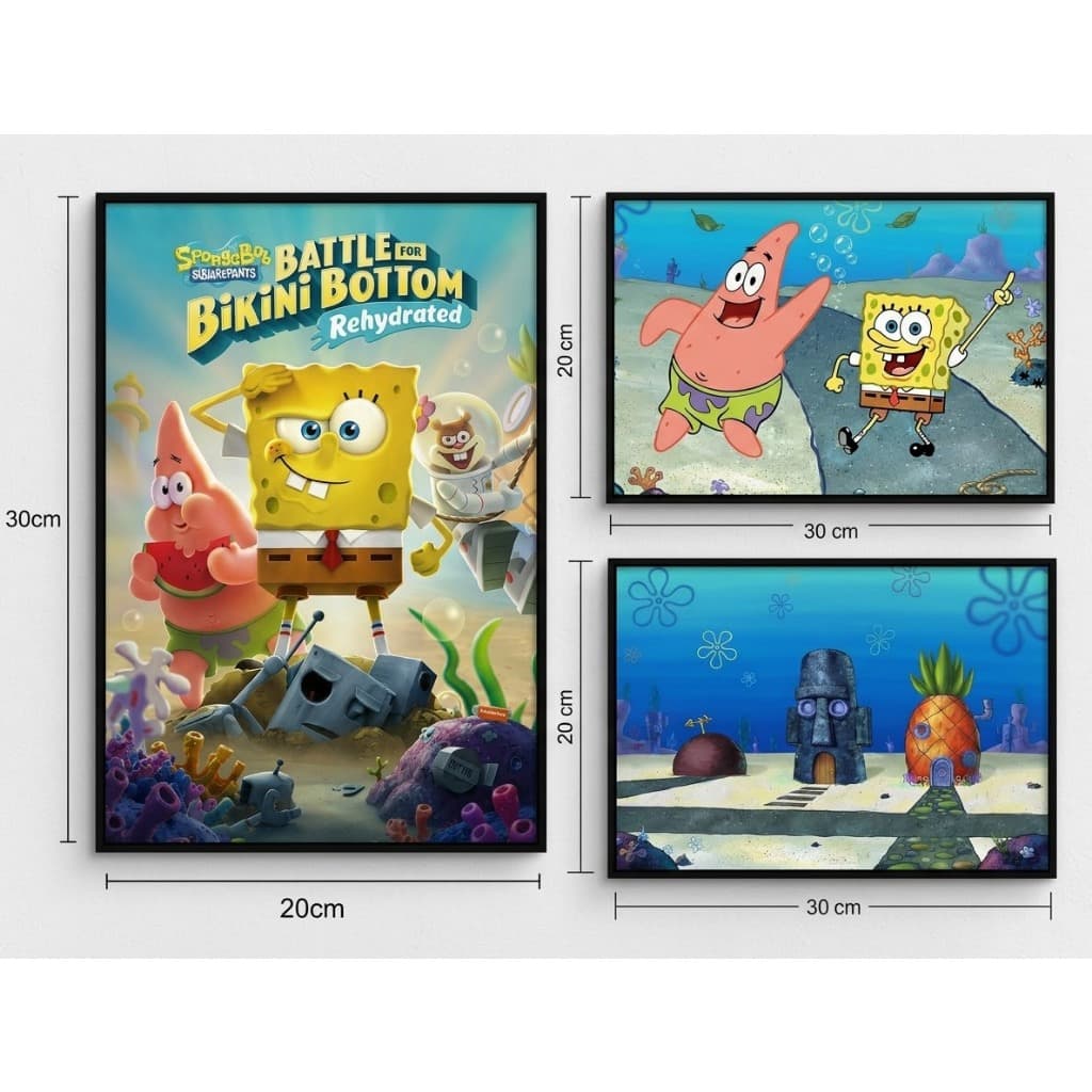 Kit Quadro Gamer HD Premium - Bob Esponja Jogo Desenho Patrick Fenda do Biquini