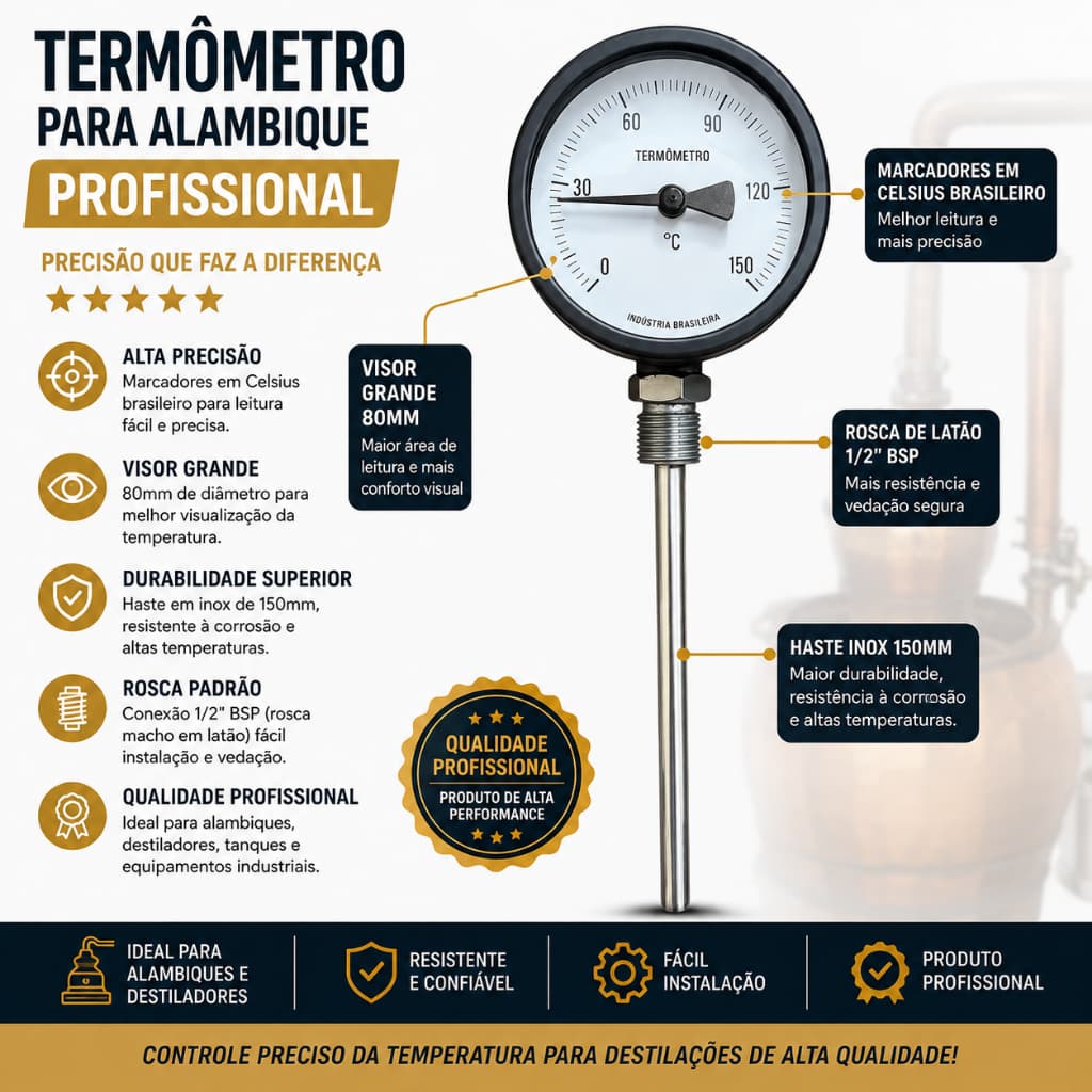 Termômetro para Panela de Alambique
