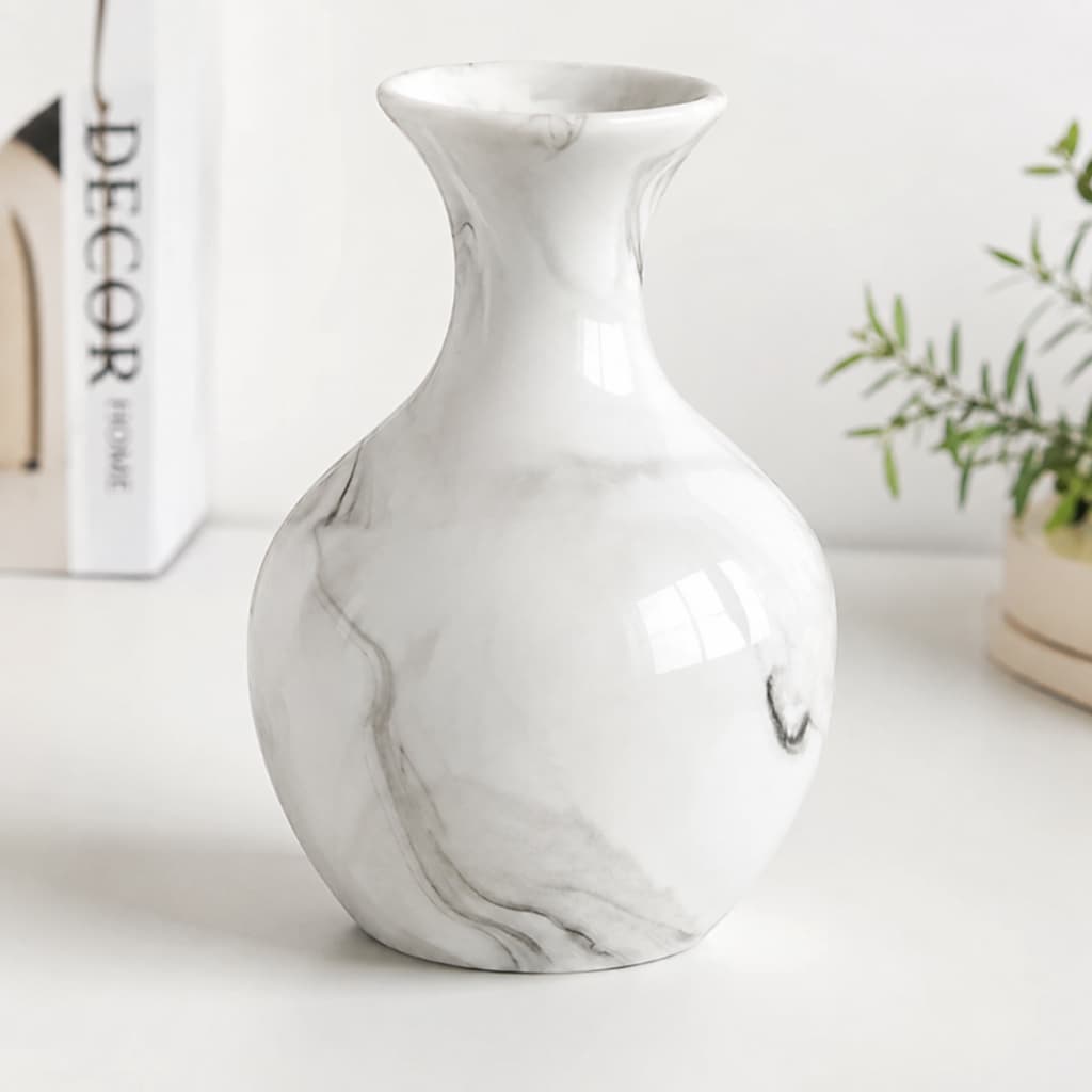 Vaso Decorativo Porcelana Marmorizado Moderno Elegante 10cm