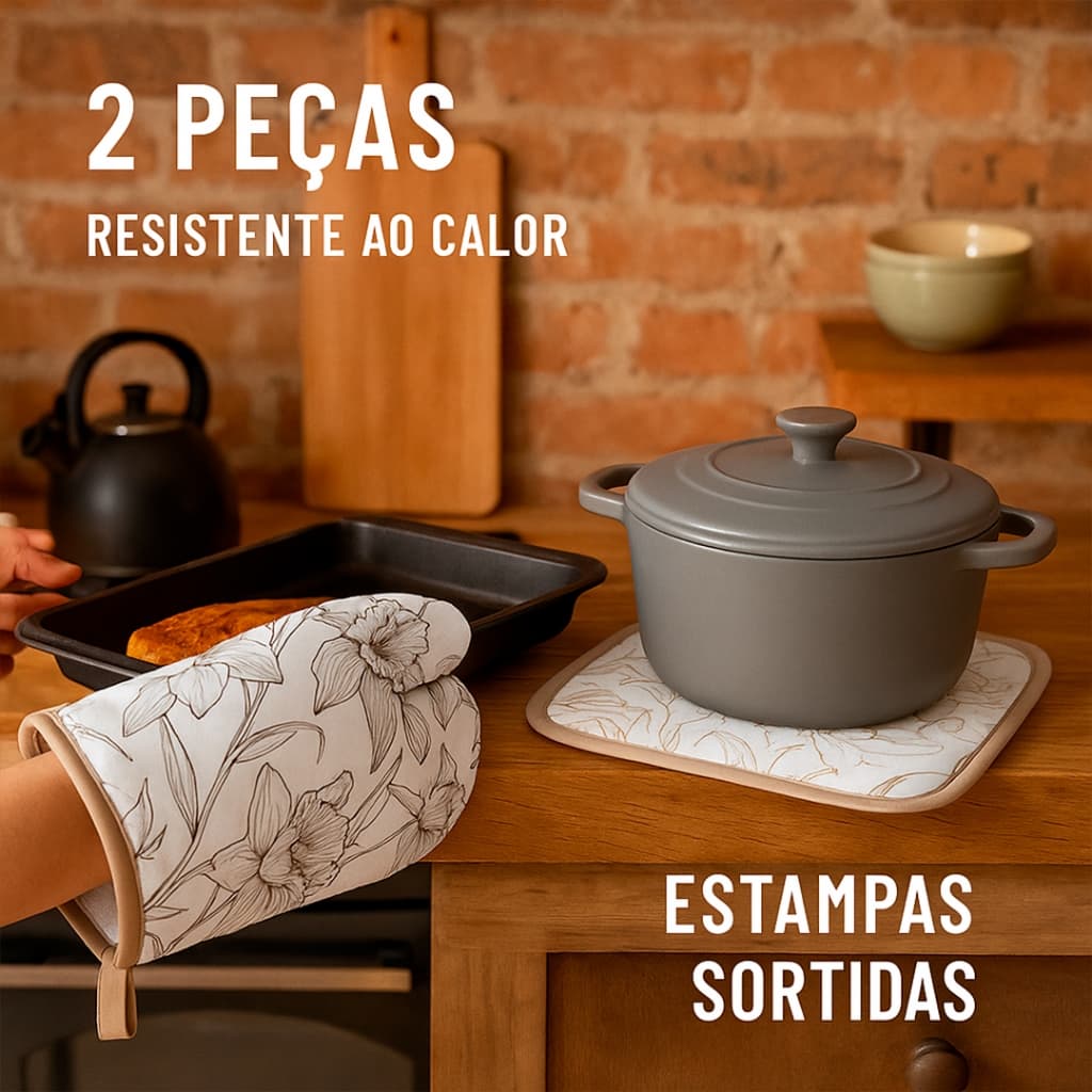 Kit Luva Térmica e Descanso de Panela 2 Peças Dolce Home