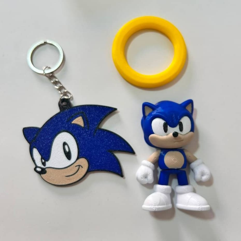 Kit Chaveiro + Sonic + Anel Dourado | Geek Gamer Colecionável - Gold Ring