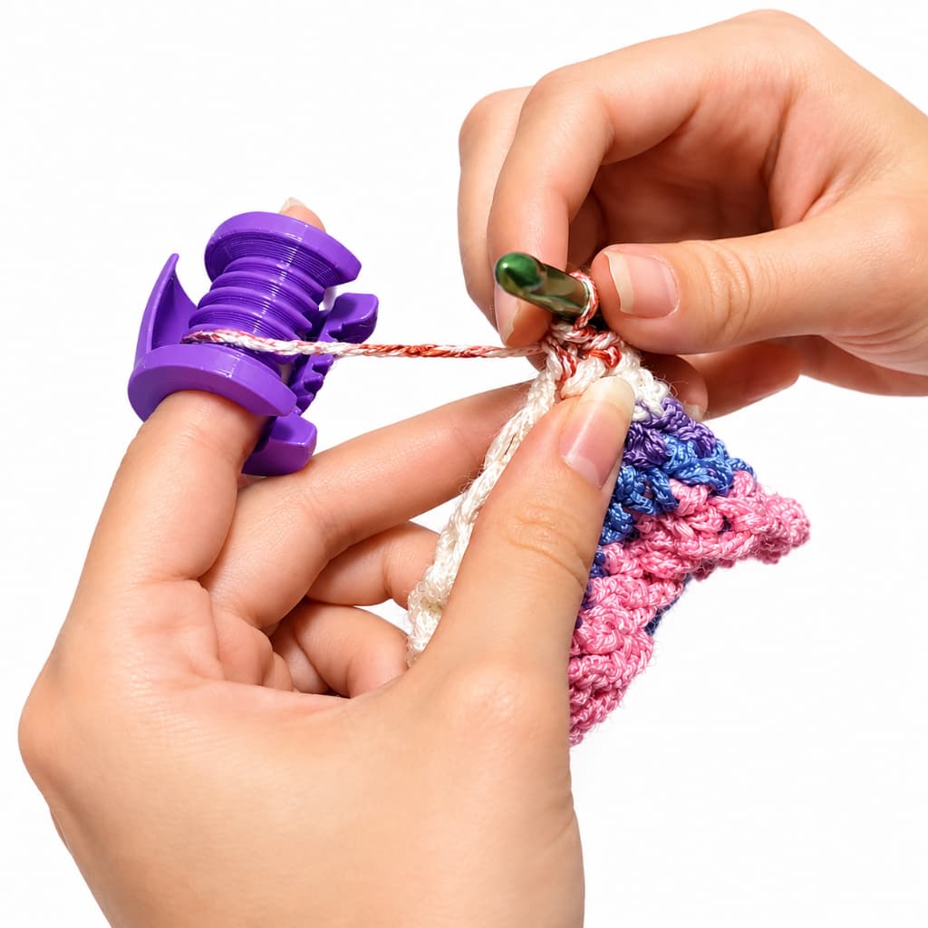 Protetor de Dedo + Guia de Fio para Crochê | Acessório para Crochê Crocheteira