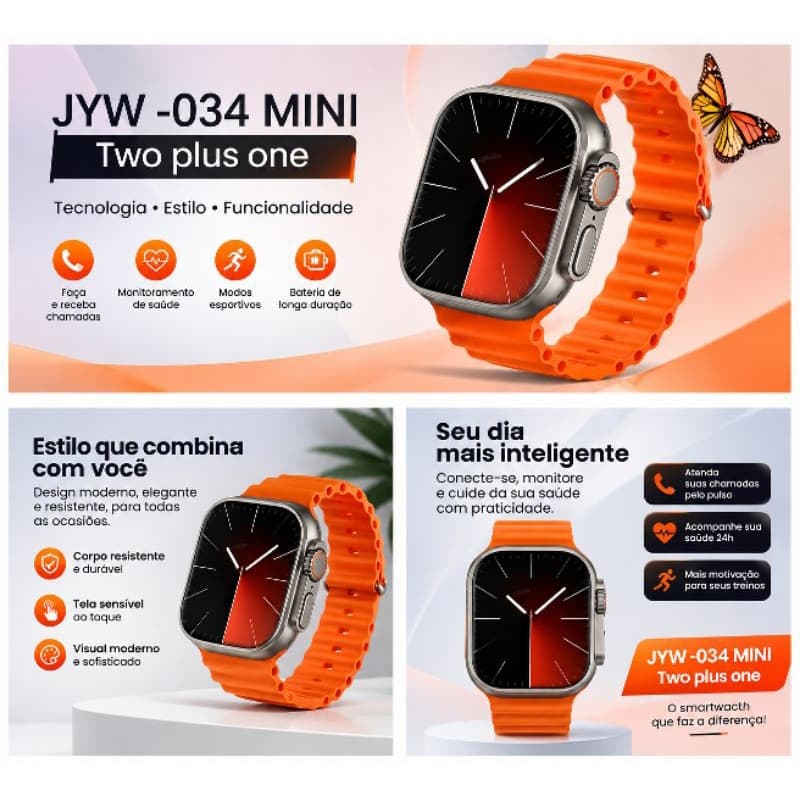 Relógio Inteligente JYW-034 com Tela Super AMOLED de 49mm