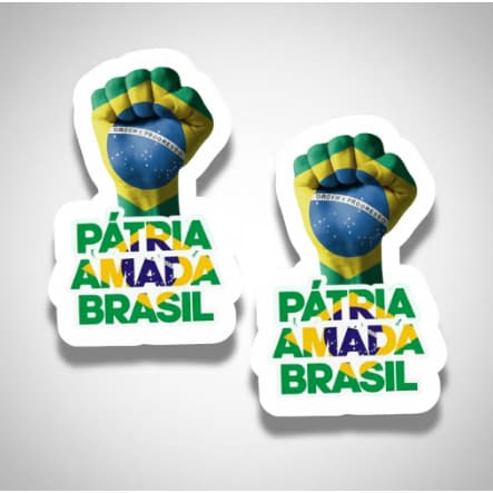 Kit 2 Adesivos Eleições Pátria Amada Brasil 13x9cm Vinil Eleições Decorativo Para Carro Moto Bike Caminhão Veículo Á Pro