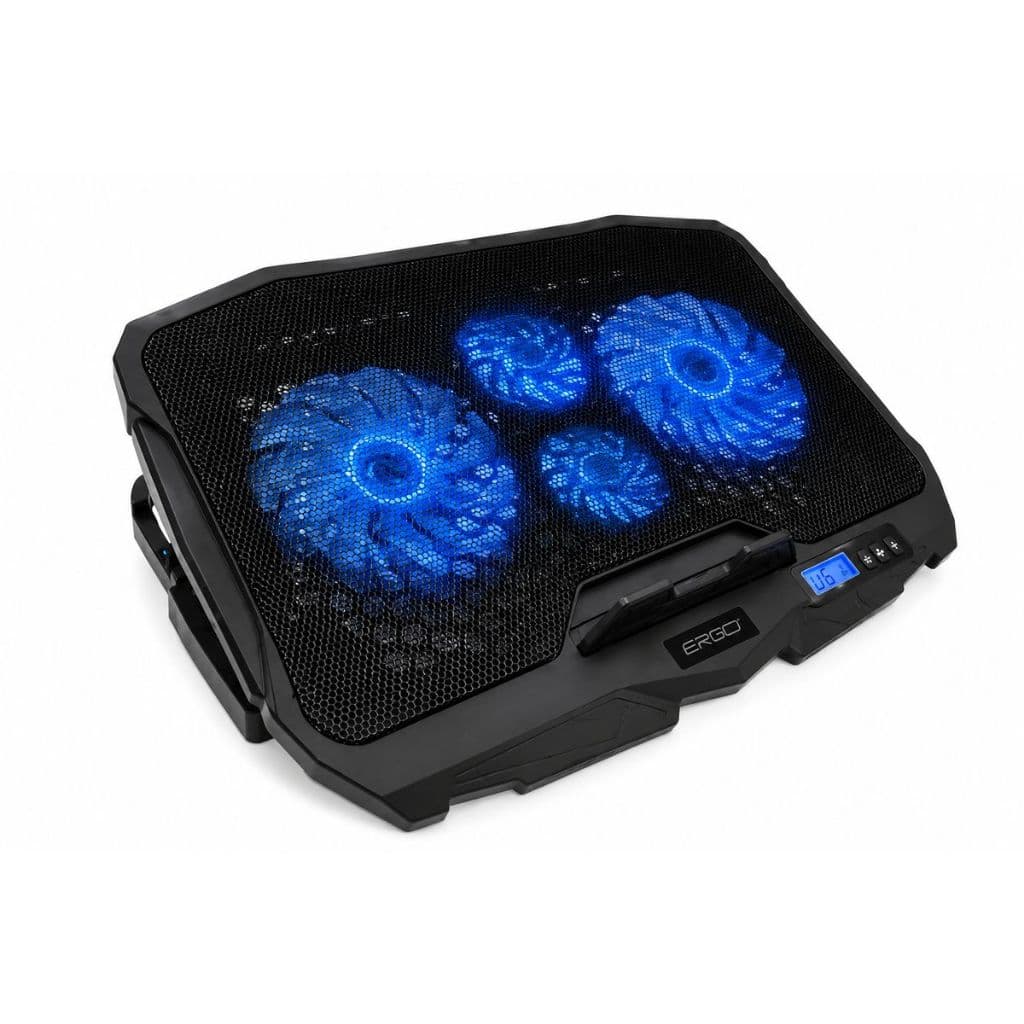 Base Cooler para Notebook Ergo LC4E – 4 Coolers com LED Azul – Ajuste de Altura – USB