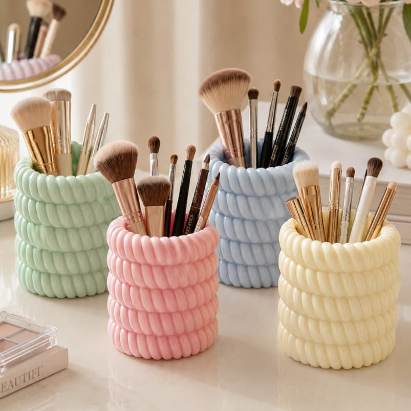 Porta Pincéis Canetas e Delineadores Trançado Pastel Organizador de Mesa