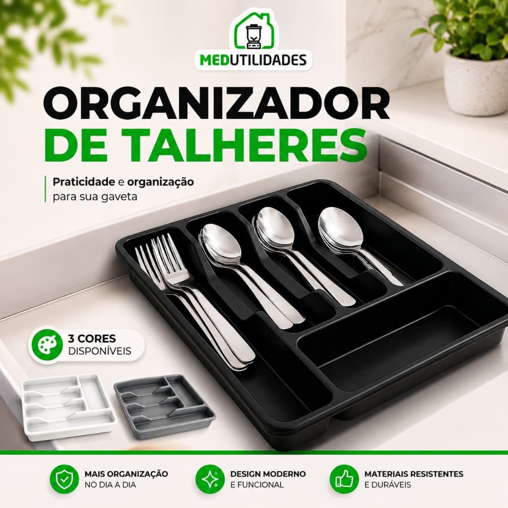 Porta Talheres Organizador Gaveta De Cozinha Resistente Com 5 Divisórias Suporte Para Talher Durável Versátil