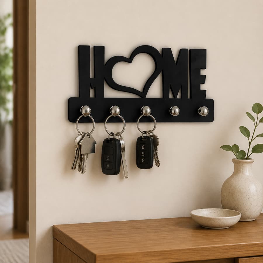 Porta Chaves MDF Decorativo Parede Com Ganchos Moderno De Alta Qualidade