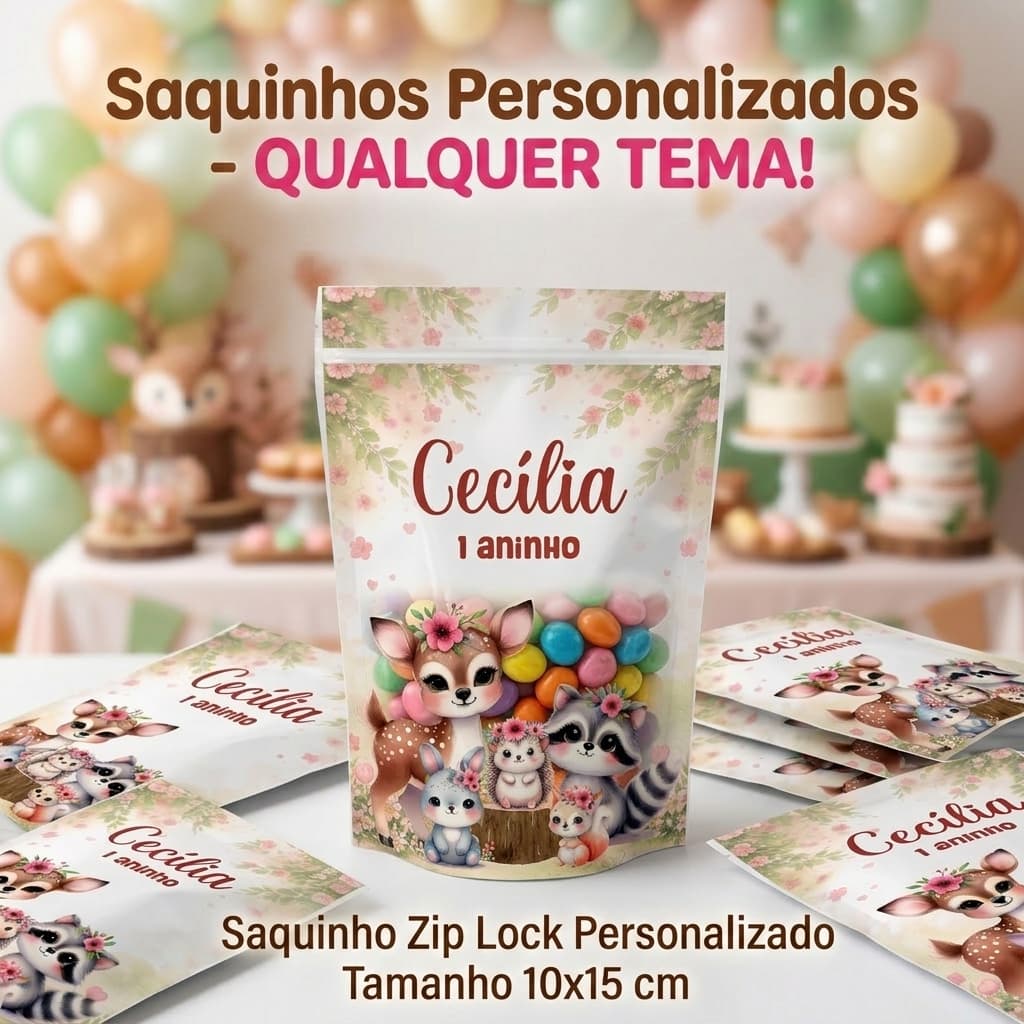 Saquinho zip lock personalizado  - TODOS OS TEMAS.- lembrancinha