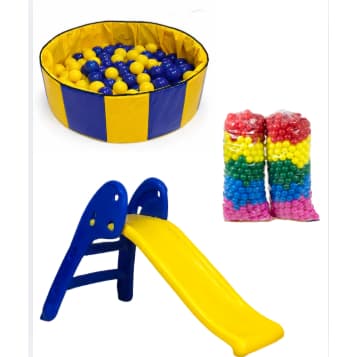 Kit Escorregador Baby + Piscina Redonda Infantil – Escolha com 100 ou 200 Bolinhas