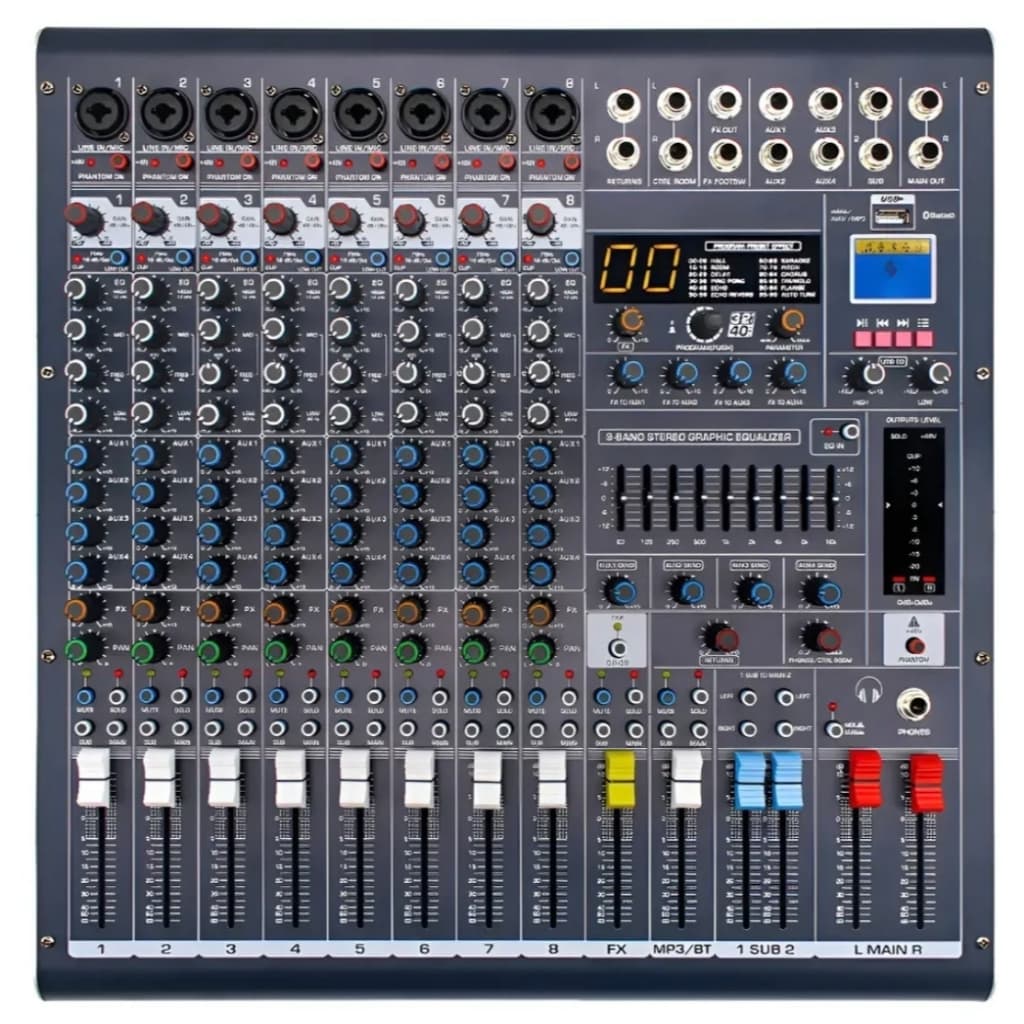 Mesa de som Lyco  Lms-0804 8 Canais , Usb e Bluetooth