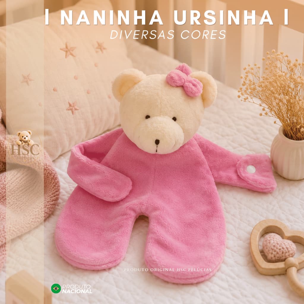Naninha para Bebe em Plush Paninho Rena Bichinho fofo Chupeta Prendedor Urso Ursinho