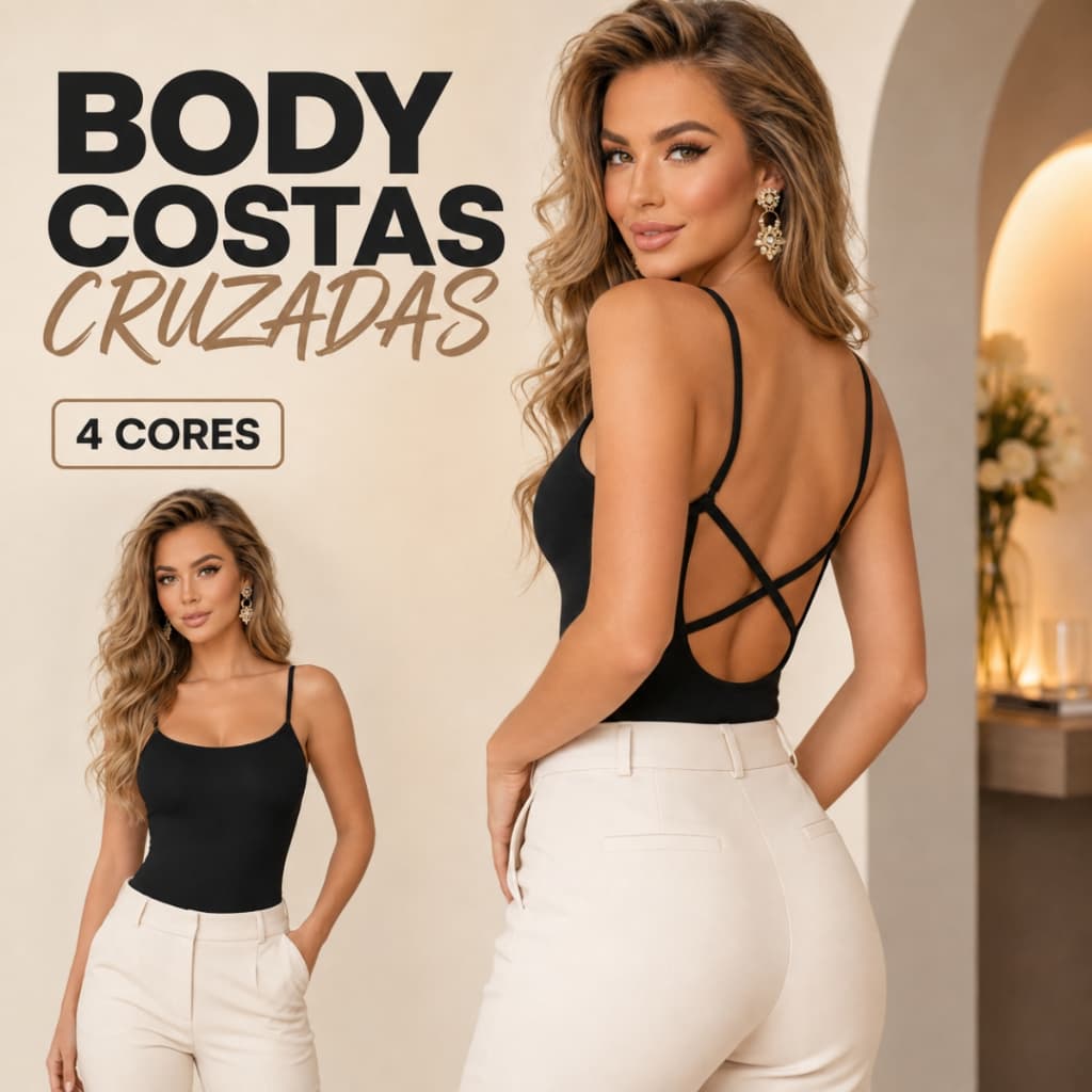 Body Feminino Alcinha Costas Cruzadas Elegante Moda Feminina